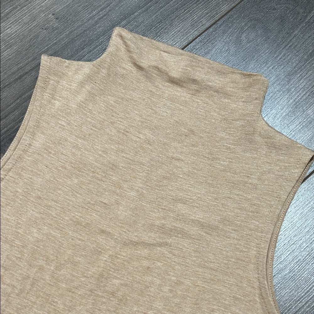 Christian Siriano Tan High Neck Tank Top